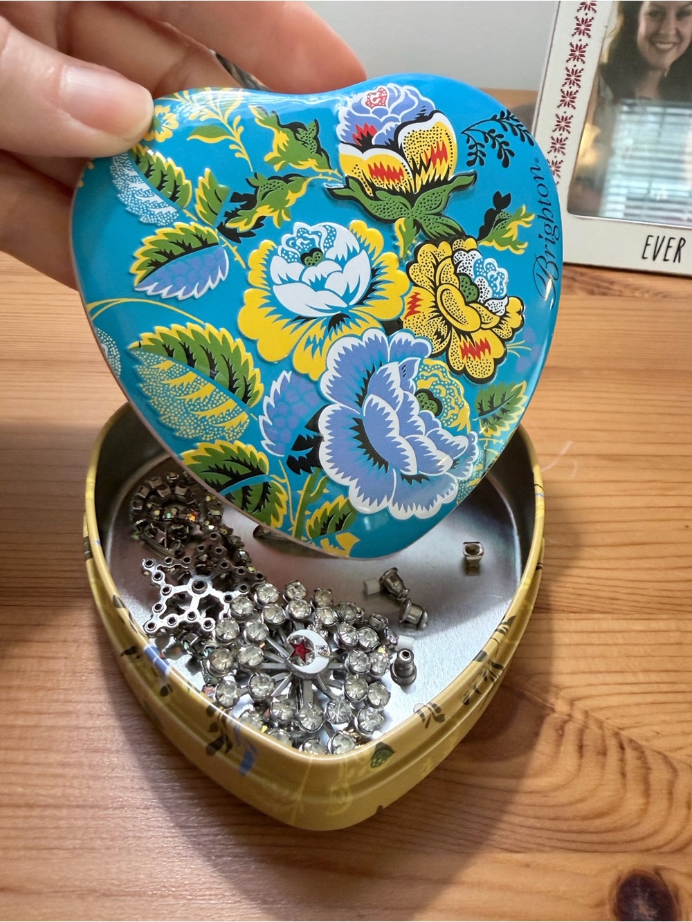 Brighton Heart Floral Tin - Turquoise, Yellow & Green